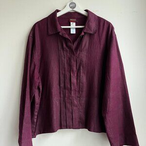 Kenzo Paris Deep Purple Linen Button Top